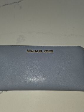 Michael Kors Light Blue Saffiano Leather Wallet